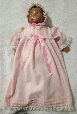 Vintage African American Newborn Baby Porcelain Doll Marked 1985