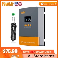 PowMr 60AMP MPPT Charge Controller 12V 24V 36V 48V Auto MAX 160V 2880W Input LCD