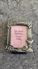 First Communion Pewter Picture Frame Grapes Chalice Bread
