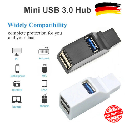 Mini USB 3.0 2.0 HUB 3 Port Verteiler Adapter für PC Laptop Macbook Notebook UH1