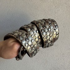 Vintage Studded Leather Belt Heavy Metal Punk Rock Grunge Biker Wide Belt