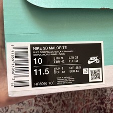 Nike SB Malor TE UK 9 BUFF GOLD SOLARSOFT US 10 with Receipt Brand New In Box