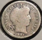Silver Dime - Barber - 1907-O