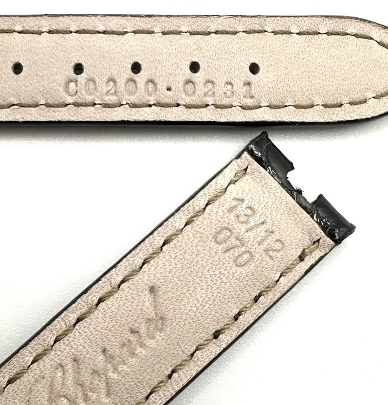 Nova pulseira de relógio de couro de jacaré preta genuína Chopard 13x12 C0200.0231 - Imagem 4 de 4