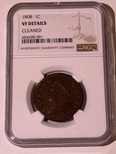 1808 NGC Classic Head Large Cent Coin 1c VF Details