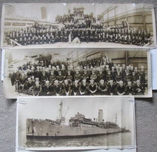 Lot of 3 US Navy 1919 WW1 USS Pastores Panoramic Photographs Hughes & Estabrook