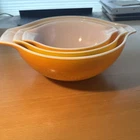 Set of 3! VTG Pyrex #444.443.442 Daisy Sunflower Orange Cinderella Mixing Bowls