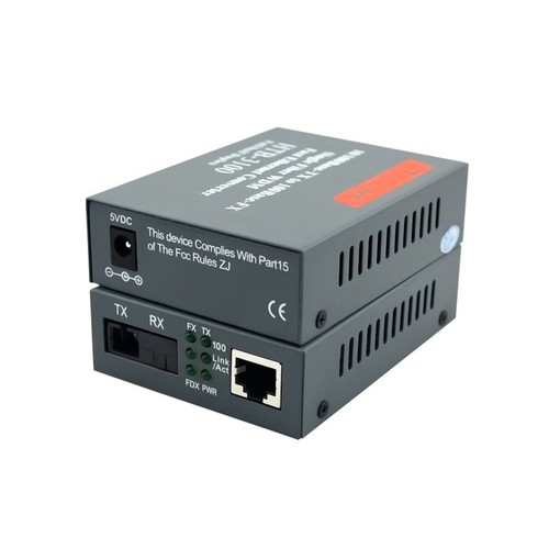 25km HTB-3100 One Fiber SC Port External Power Supply Optical Media Converter c - Photo 2/12