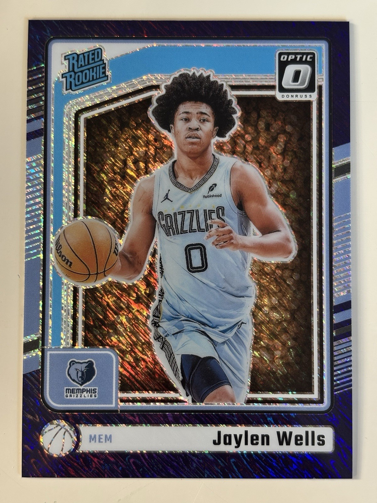 2024-25 Donruss Optic Purple Shimmer Jaylen Wells Memphis Grizzlies #252