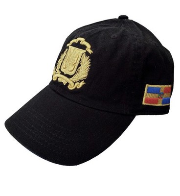 Escudo Republica Dominicana - Dominican Shield Black / Metallic Gold Color hat