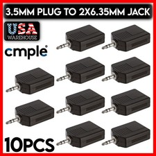 3.5mm Plug to Dual 6.35mm Jack Adapter 1/8" to 2 x 1/4" Stereo Splitter 10 PCS