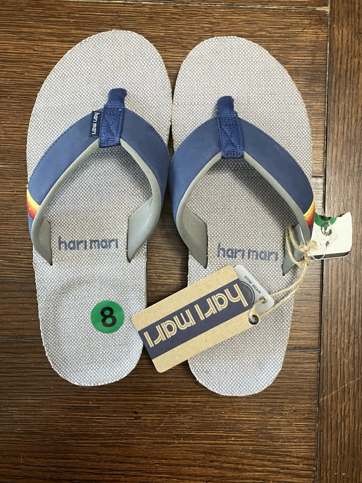 Hari Mari Men's Parks II Flip Flop Sandals Size 8 Navy / Gray NWT