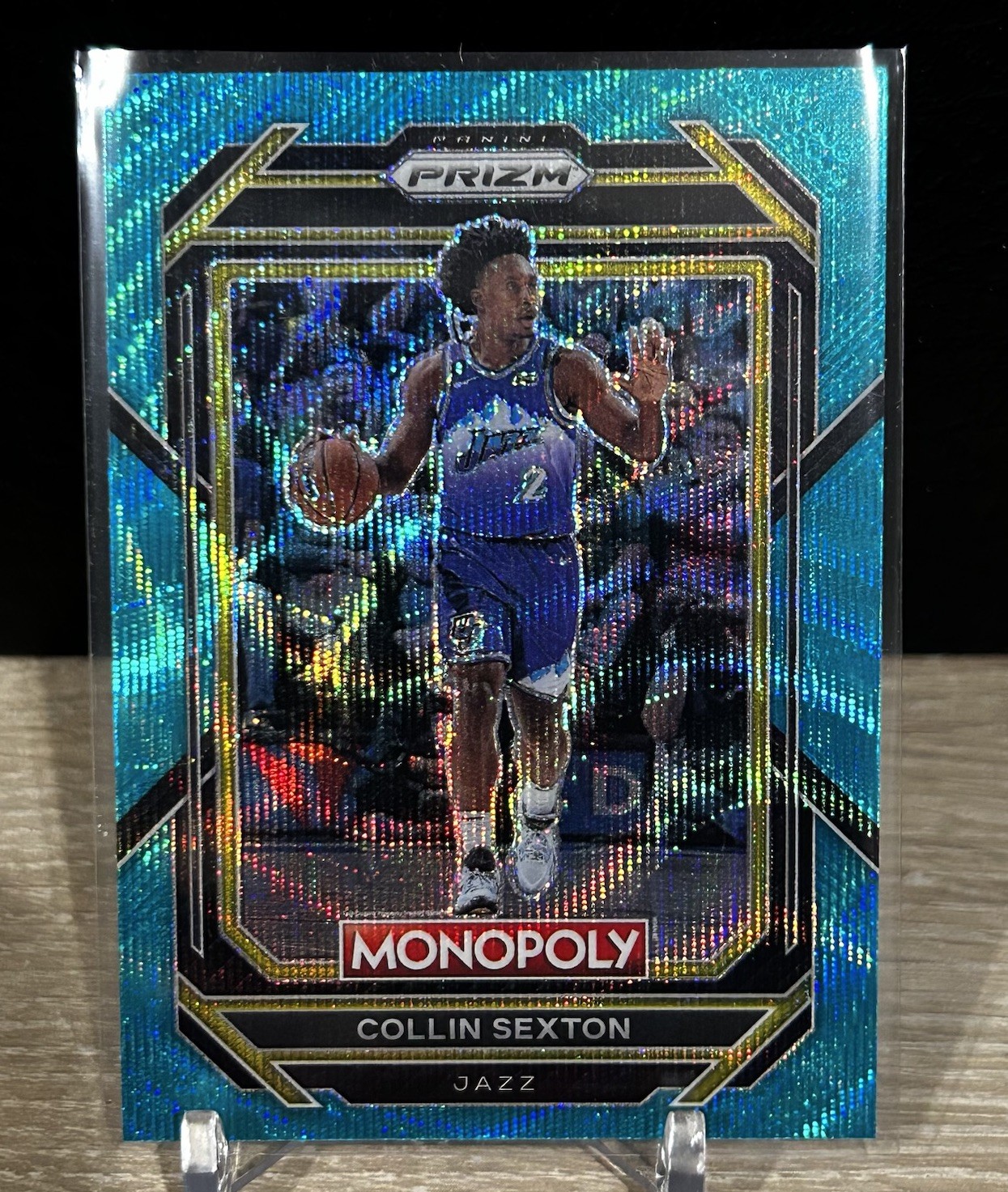2022-23 Panini Prizm Monopoly Collin Sexton Teal Wave SP #85 Jazz