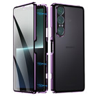 For Sony Xperia 1 VII, Magnetic Aluminum Metal Bumper Double Glass Case Cover