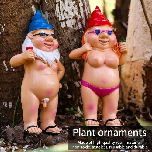 2Pcs Nude Statuary Garden Gnomes Naughty Naked Funny Gift Statue Decor Nudist AL - Picture 6 of 10