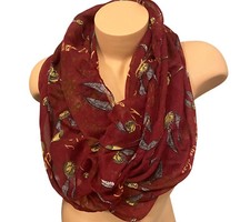 Harry Potter Golden Snitch Illustrated Lightweight Polyester Infinity Scarf Red