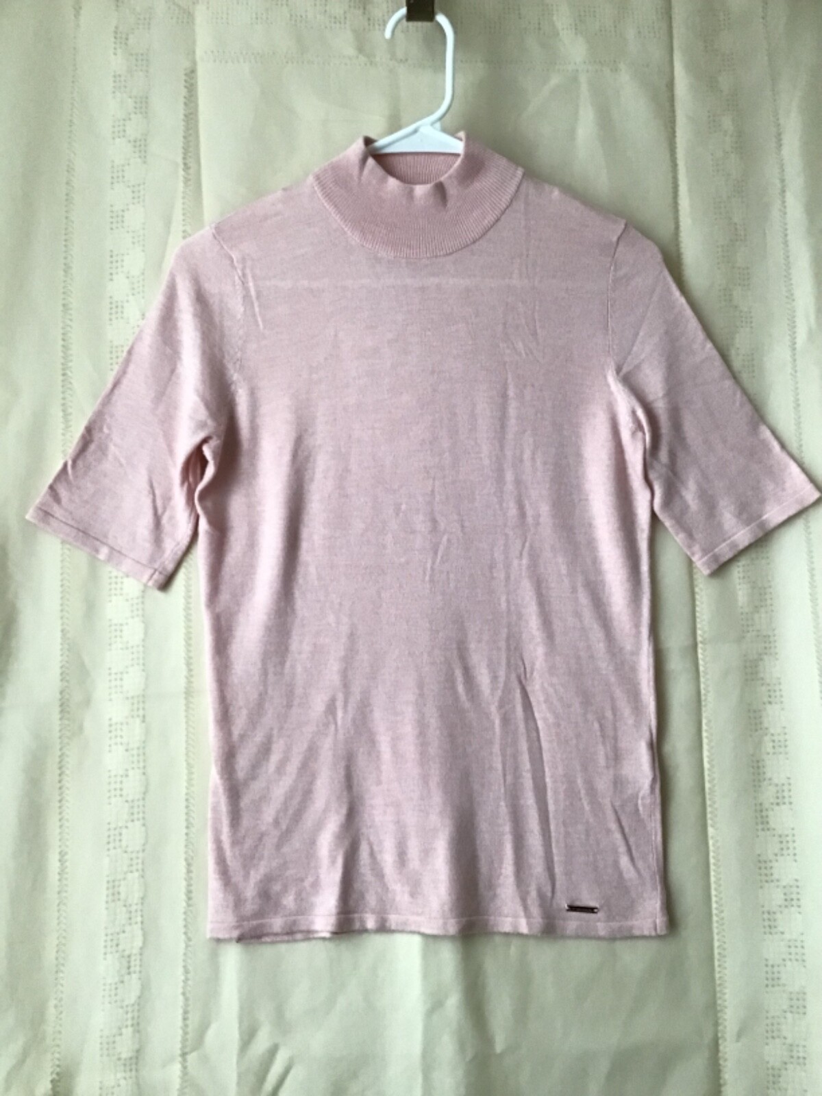 T Tahari Pink Mock Turtleneck Light Sweater Short Sleeve Classic Shell Sz S  | eBay