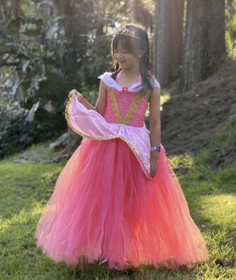 strapless open back dress Girls Play Dress Up |Costume Pink Princess Aurora Sleeping Beauty – Sara  Dresses main image 1