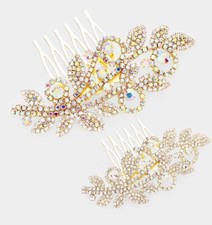 Crystal Rhinestone Hair Comb Wedding Bridal Cocktail Leaves Tropical Swirl Pin