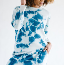 ZENZEE WEAR HAPPY Cashmere Indigo Shibori Tie Dye Crew Neck Sweater M 350