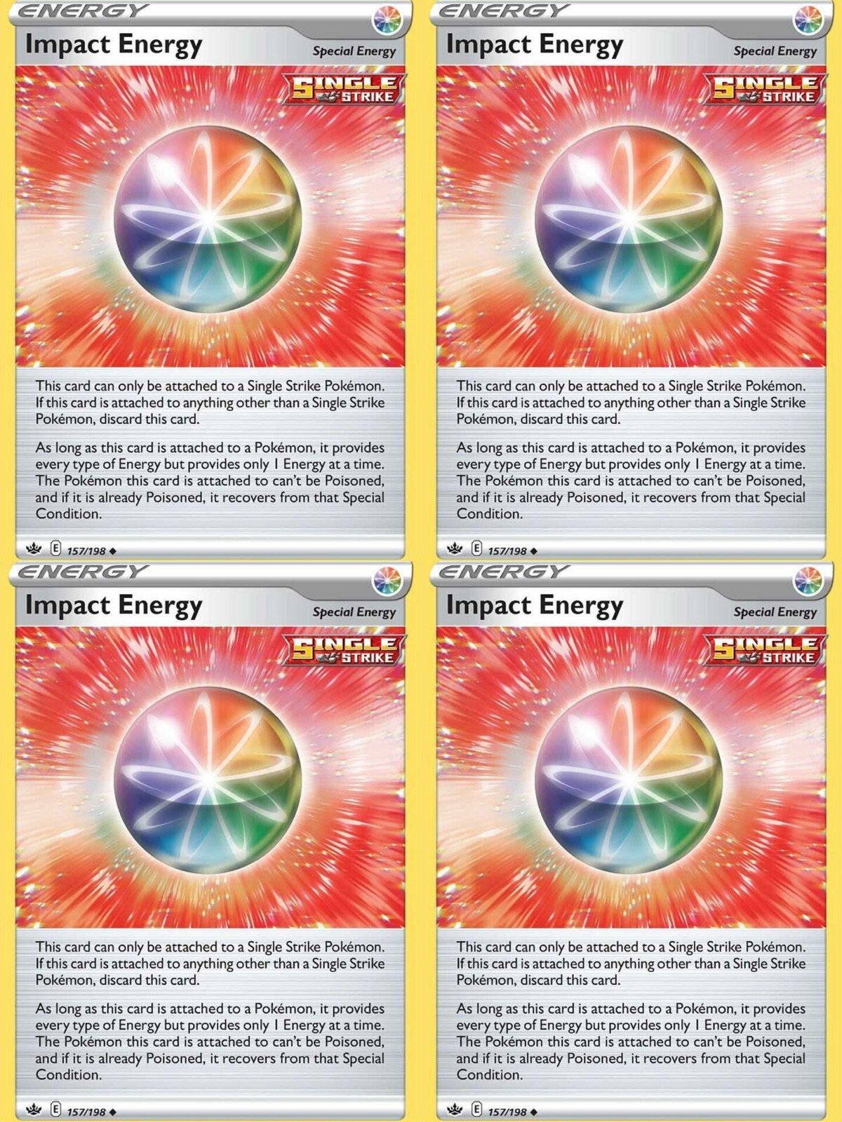 4x Pokemon Impact Energy Playset Trainer Card 157/198 Chilling Reign NM