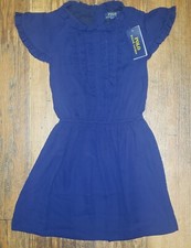 Polo Ralph Lauren Girls Navy Ruffled Crepe Dress