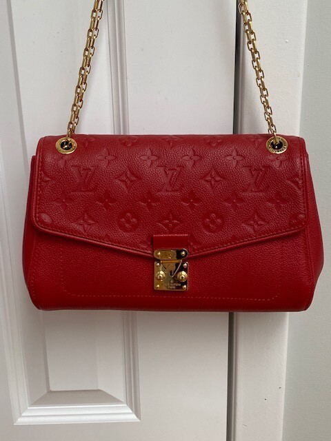 Authentic Louis Vuitton Monogram Empreinte Leather St Germain Red