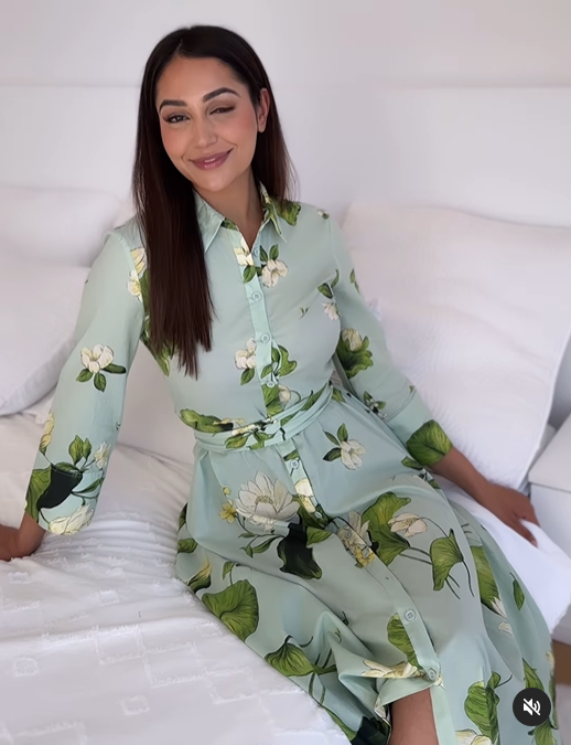 Zara ZW Collection Long Floral Shirt Dress Belt Green XS M L XL 2183/074  New | eBay