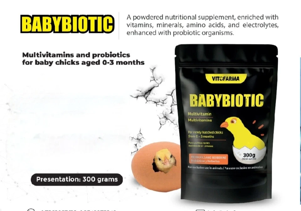 VITOFARMA Probiotic Digestive Health Supplement For Chicks Vitamina Para Pollitos 300 g