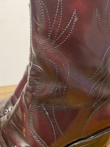 Vintage Vulcan Oxblood Leather Cowboy Boots Men's Size 9 D USA 1970's Style - Picture 2 of 13