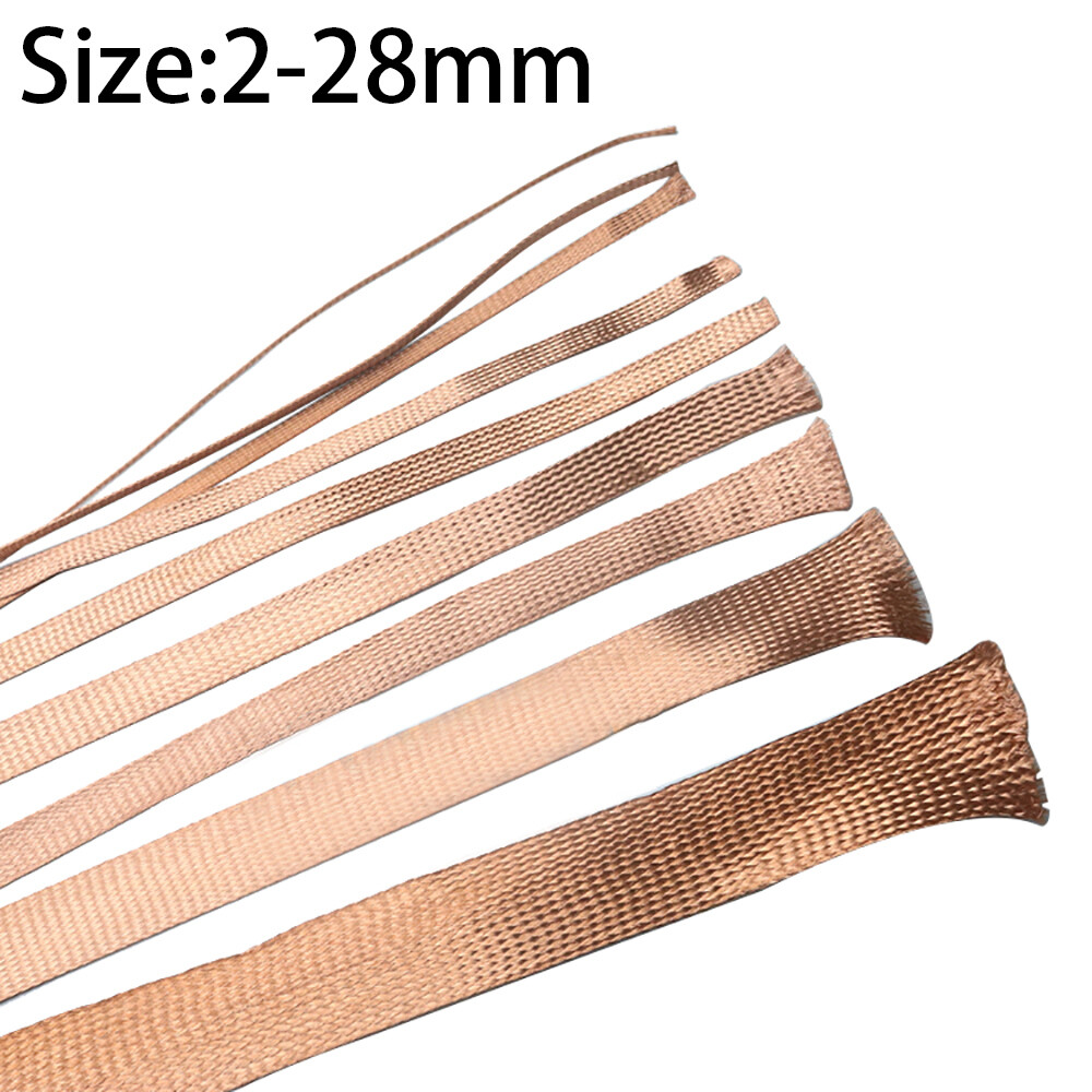 2 28mm Braided Ground Strap Grounding Copper Flat Braid Made