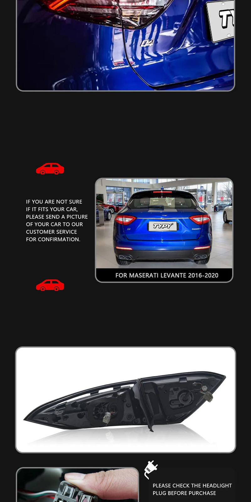 Rear lamp for Maserati Levante upgrade to 2022 Full led taillight kit 2016-2020