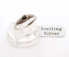 Black Onyx Style Swirl Design .925 Sterling Silver Ring ... Size 7 3/4 ... R30