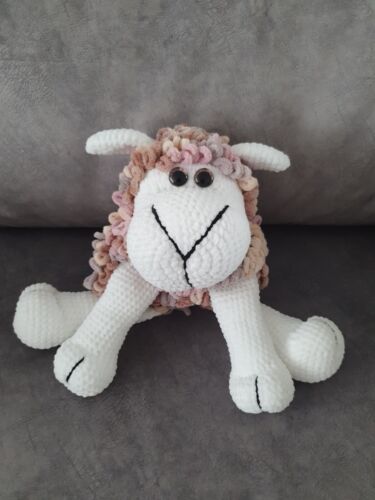 Handmade Crochet Amigurumi Sheep Plush Snuggle Toy  Pyjama’s Bag, Christmas Gift - Afbeelding 1 van 10