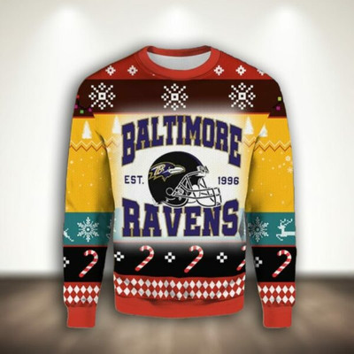 Ravens Est 1996 Ugly Christmas Sweater Full Sizes XS-5XL