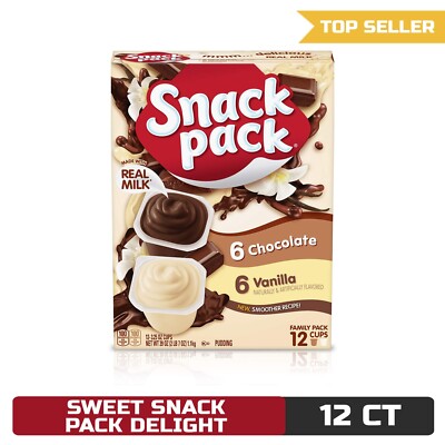 Snack Pack Chocolate & Vanilla Pudding Cups: Delicious Family Pack, 12 Count