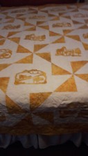 Handmade Queen Quilt Cowgirls, Gold and Cream Batiks
