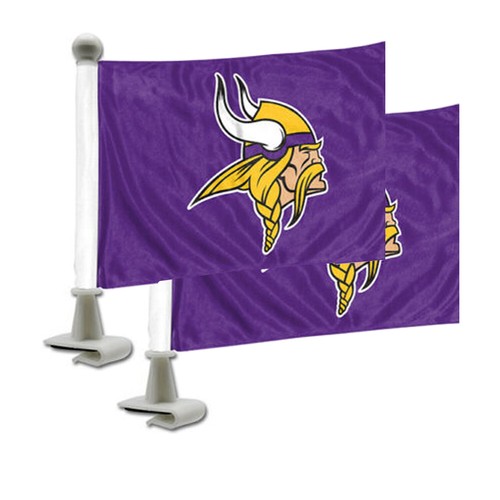 Football Minnesota Vikings Flags Set of Two Car Hood Trunk 4" x 6" Double Sided - Picture 2 of 2