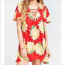 Show Me Your Mumu Floral Dress, yellow red spring, summer dress size XS