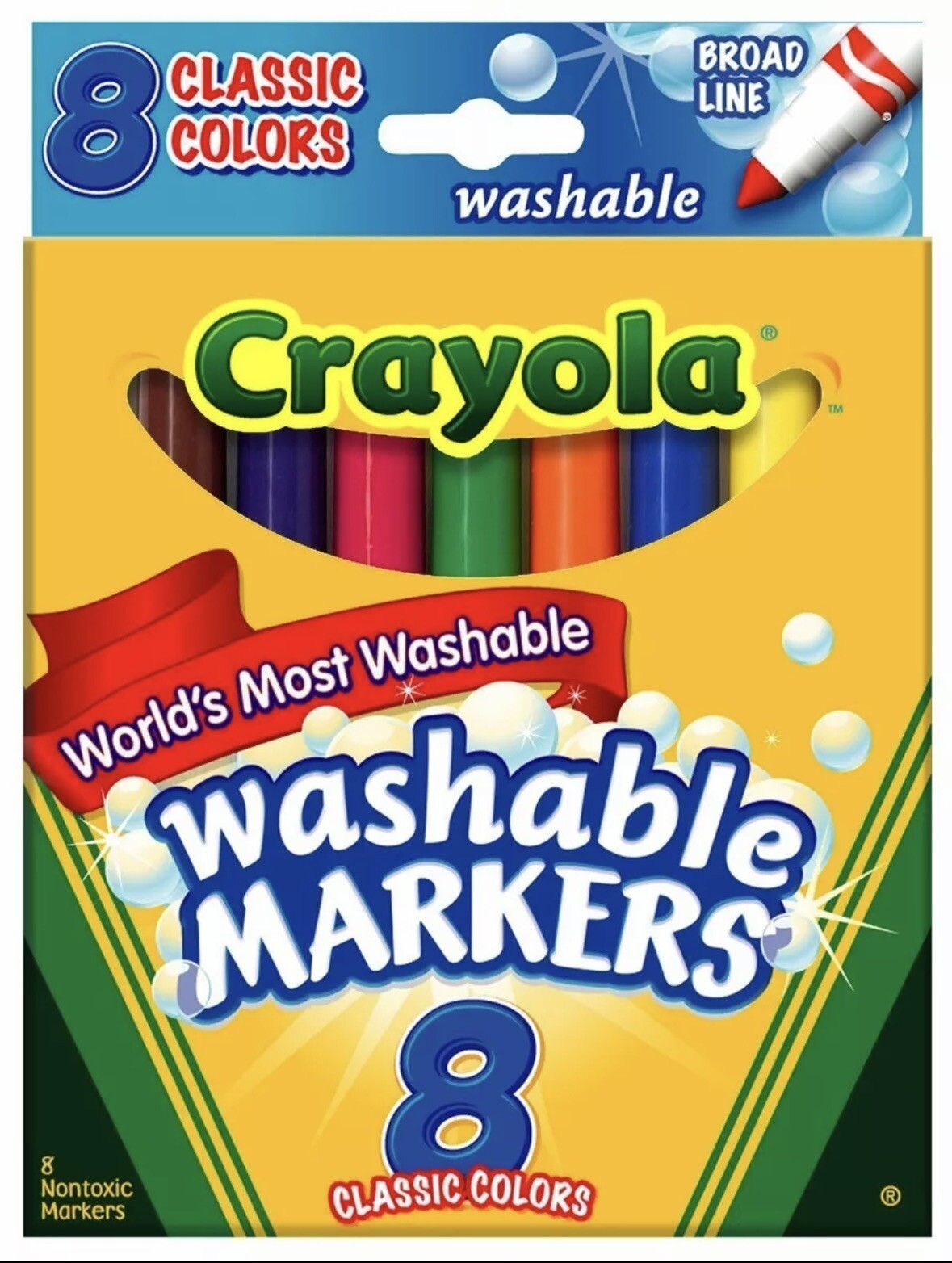 Case of 24 Boxes (8ct per Box) Crayola Washable Markers, Con