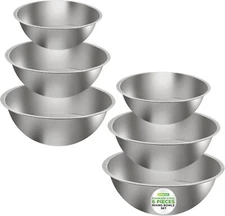 NutriChef 6-Piece Stainless Steel Stackable Mixing Bowls – Dishwasher Safe