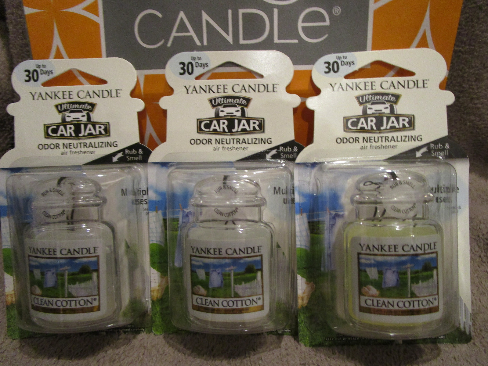 *NEW* 3 Yankee Candle Clean Cotton Car Jar Ultimate Air Freshener *FREE