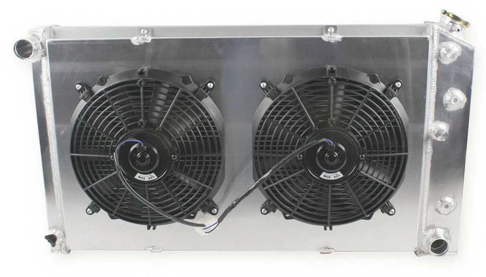 CC161 Radiador de aluminio con núcleo de 3 filas + Cubierta + 2 ventiladores para Oldsmobile Delta 88 1968-1985 Foto 4 de 4