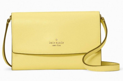 Kate Spade Perry Yuzu Jam Leather Flap Crossbody Bag Yellow K8709 NWT $239 FS