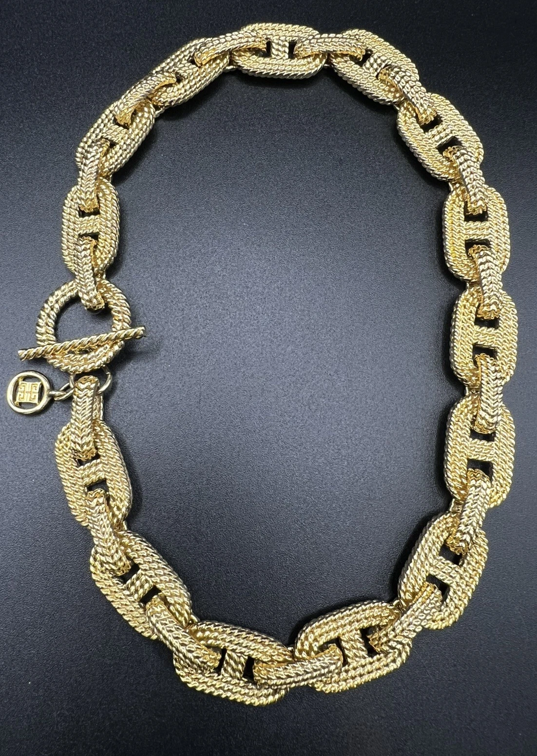 Collana vintage anni 80 firmata GIVENCHY corda placcata oro ancoraggio link design