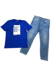 Gas Jeans 2p set mens 100 Authentic Jeans size 33 L32 and t-shirt Large