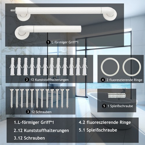 Haltegriffe Treppenhandlauf Badewannengriff Wandhaltegriff Duschgriff Bad WC - Bild 9 von 9