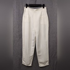 Vintage Deane White Linen Blend Pants Womens 10 White Office Career Minimalist
