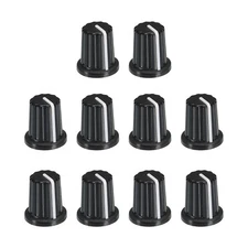 Potentiometer Control Knob ABS Guitar Knob for Bass 180 Degrees Black 10PCS