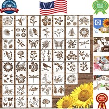 Set of 50 Reusable Flower Stencils - Perfect for Wood, Fabric, Glass  More
